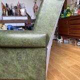 3-seater convertible sofa in green skai