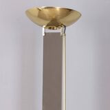 Vintage 1980s floor lamp in gold-plated brass and glass, designed by Relux