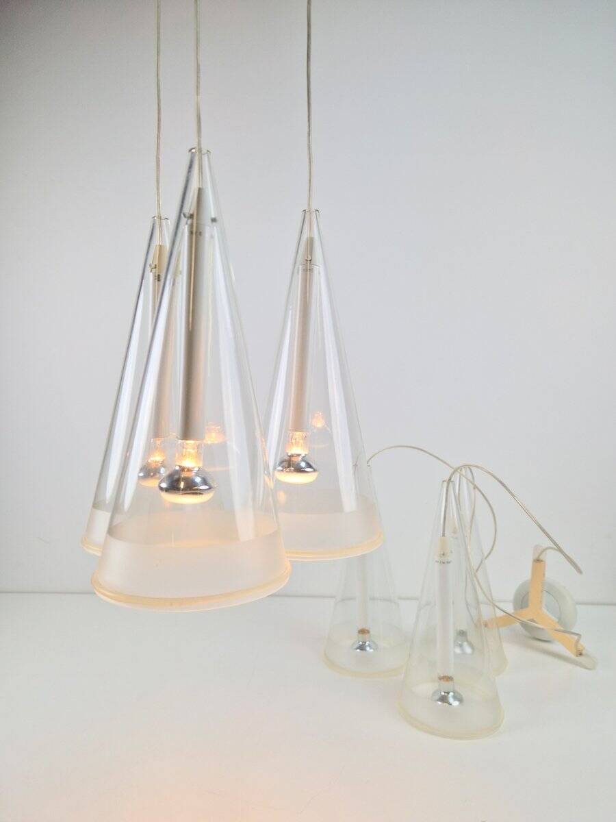 Italian Glass Fucsia 3 Pendant Lamp by Achille Castiglioni for Flos