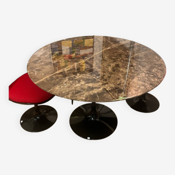 TABLE SAARINEN MARBRE MARRON EMPERADOR KNOLL