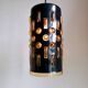 Amber blown glass and midnight blue metal hanging lamp 1960