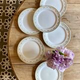 Set of 6 vintage flat ironstone plates - Sarreguemines