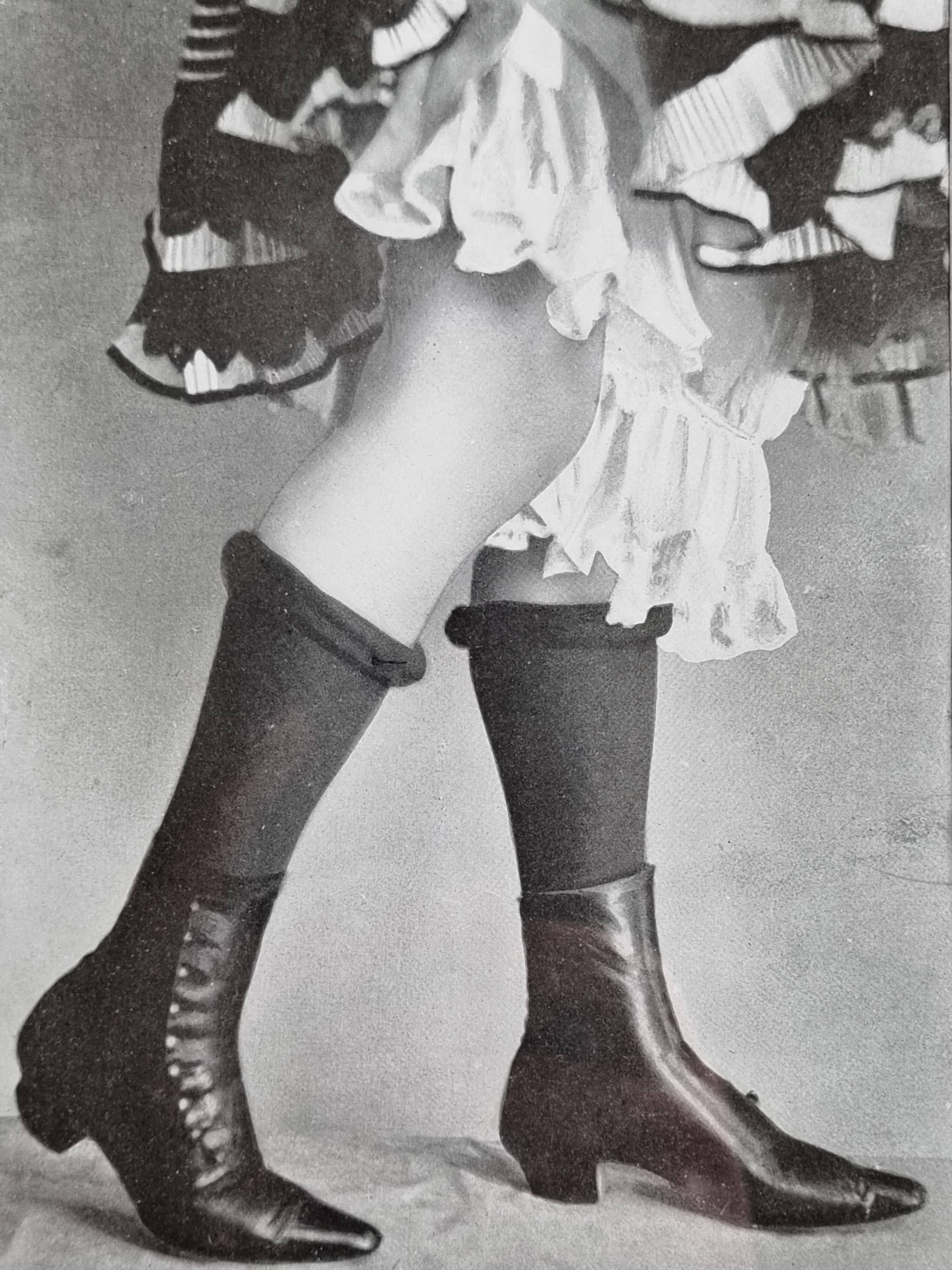 Original photogravure on glossy paper, Model in stockings and shoes 1900