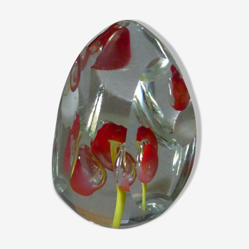 Sulfure en verre, forme d'œuf tronqué, vintage 80s