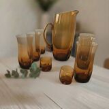 Service de Verres Vintage Ambrés (Carafe + Gobelets) #PIMR