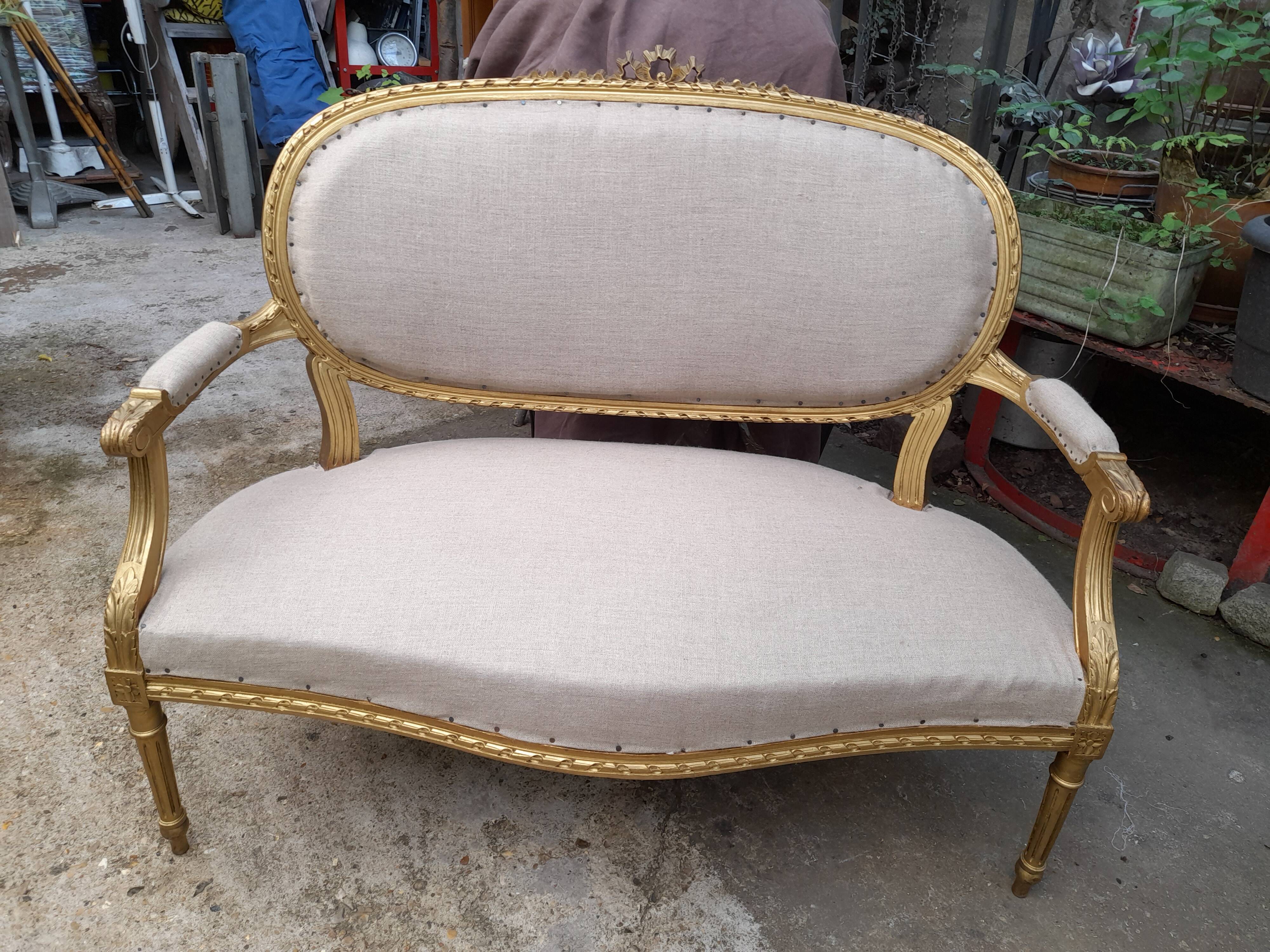 Two-seater bench wood fabric