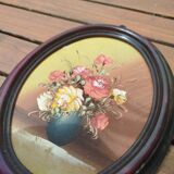Paire de tableaux fleurs