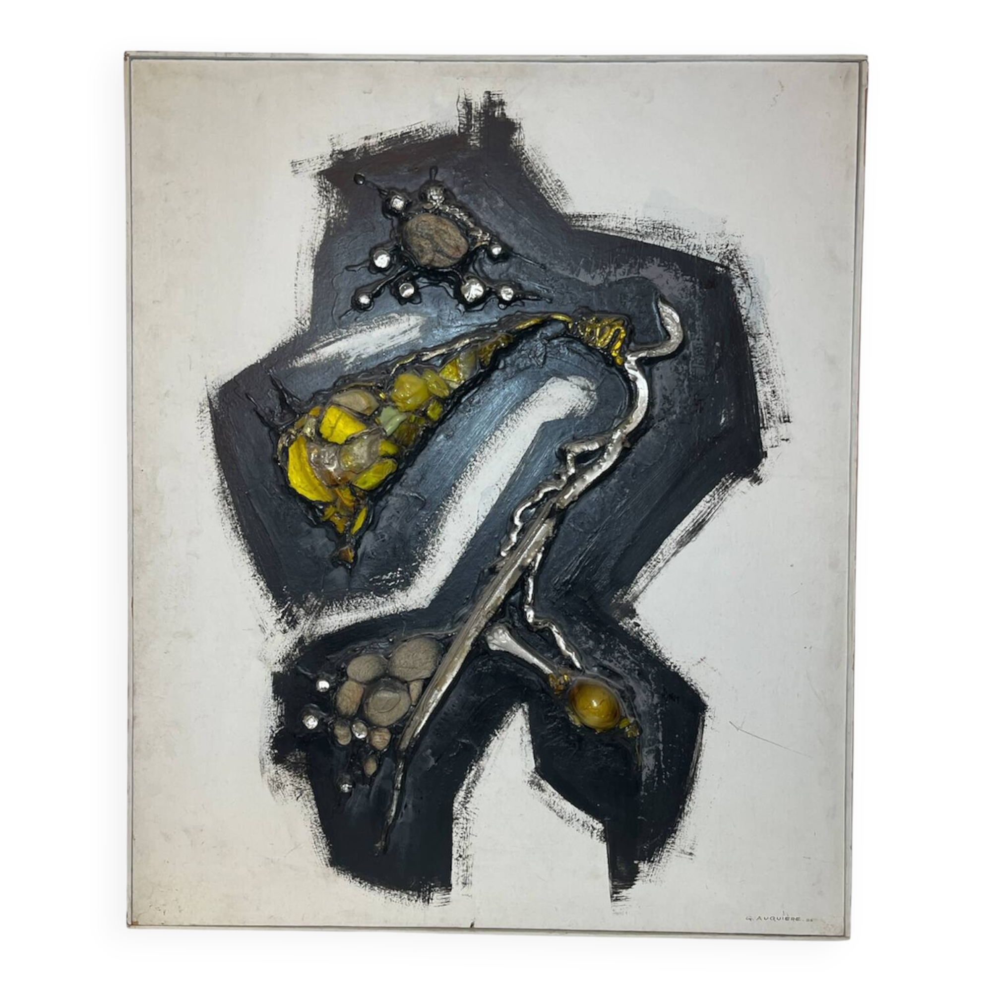 Abstract table, Gilbert AUQUIERE "Fusion XXI" mixed media, 1965