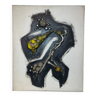 Abstract table, Gilbert AUQUIERE "Fusion XXI" mixed media, 1965