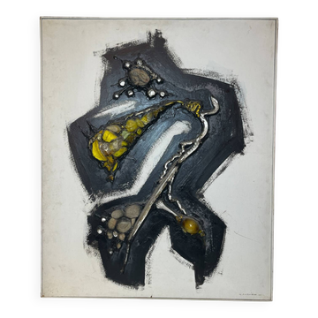 Abstract table, Gilbert AUQUIERE "Fusion XXI" mixed media, 1965