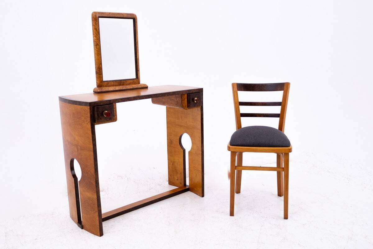Art deco dressing table + chair set, Poland, Art Deco, ca. 1940.