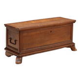 Antique walnut chest with wrought iron handles, Italy, 18th century.