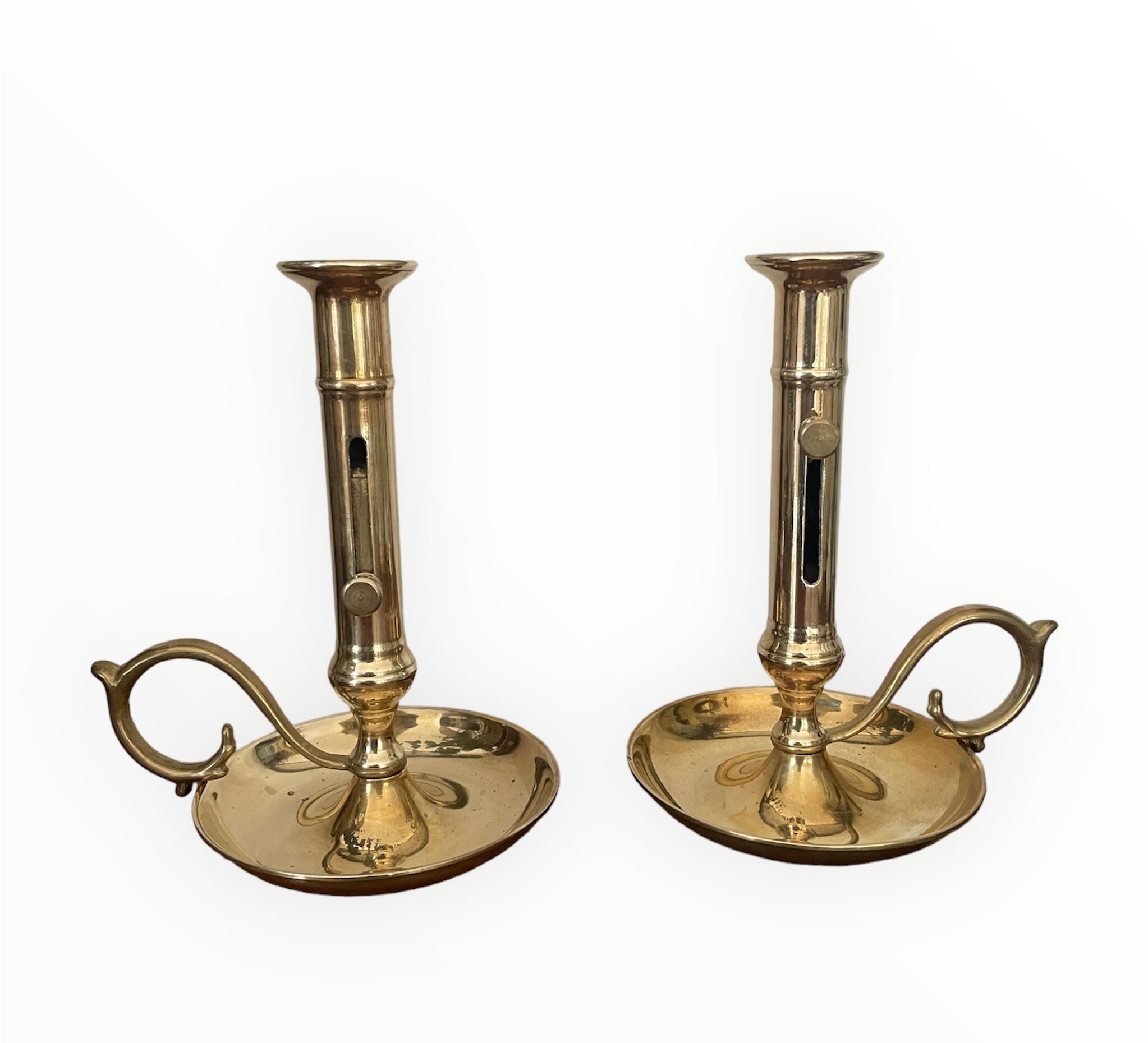Pair of brass candle holders
