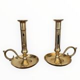 Pair of brass candle holders
