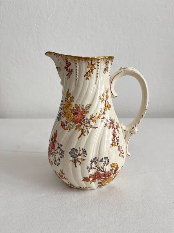 Pot à lait pichet en terre de fer polychrome ''Louis VX'' U&C Sarreguemines