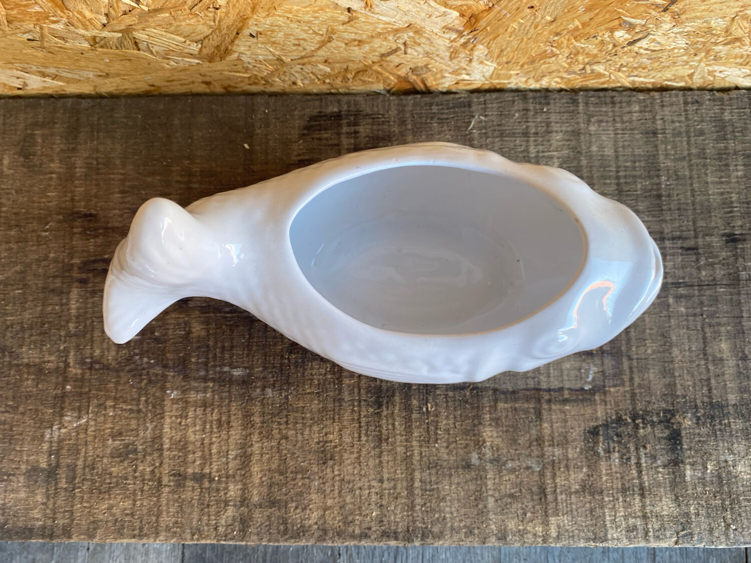 Vintage white ceramic fish sauce boat bruno evrard france