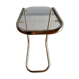 70s metal and glass side table