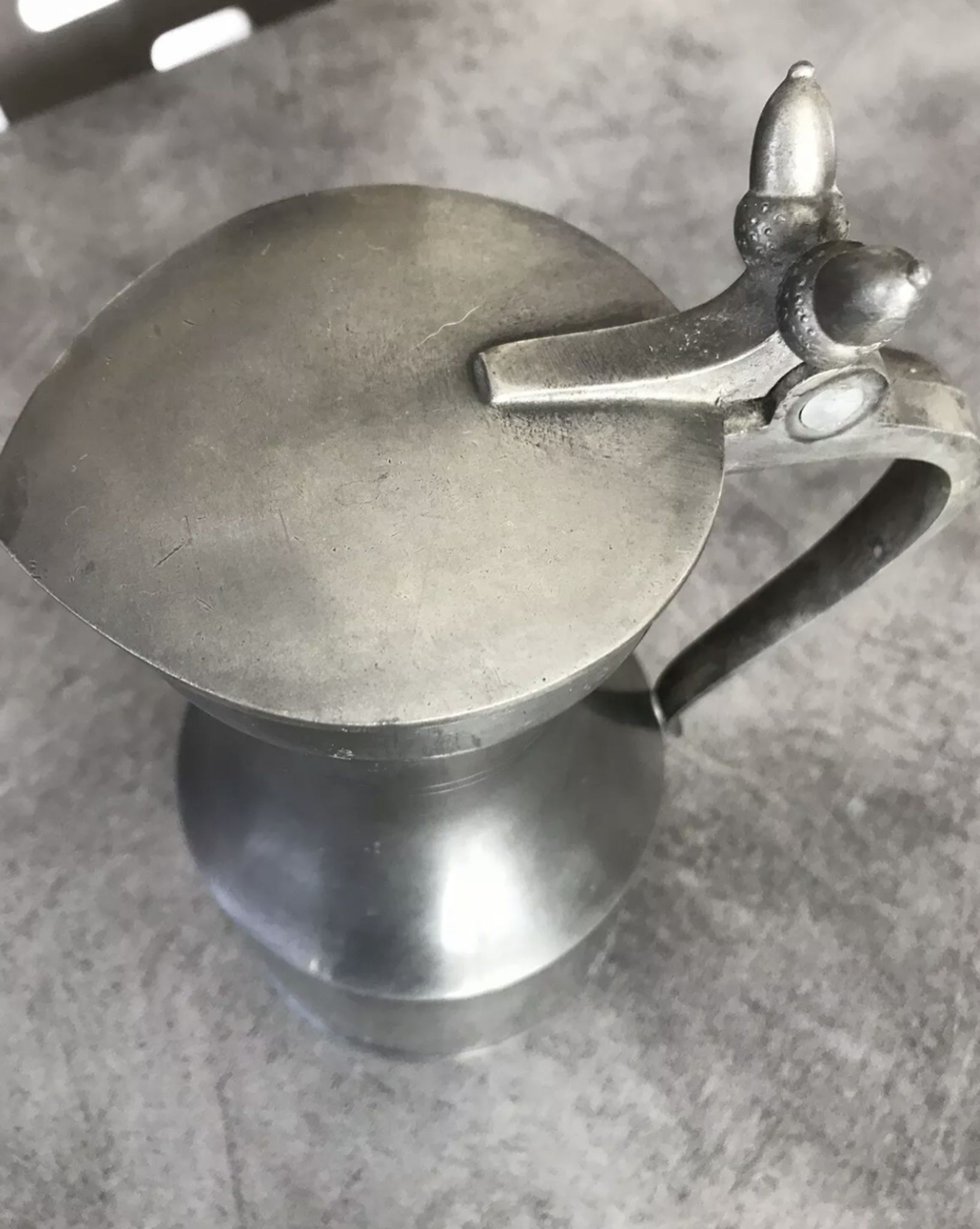 Antique pitcher with shoulder in fine punched tin finish pcorn