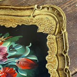 Wooden platter, hand-painted decoration