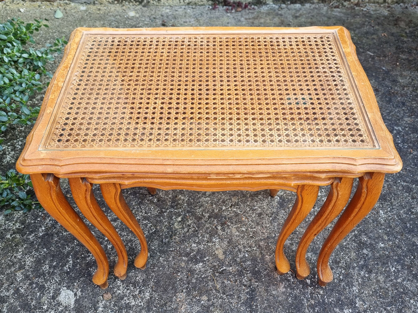 Louis XV style pull-out tables cannées, vintage, 60s