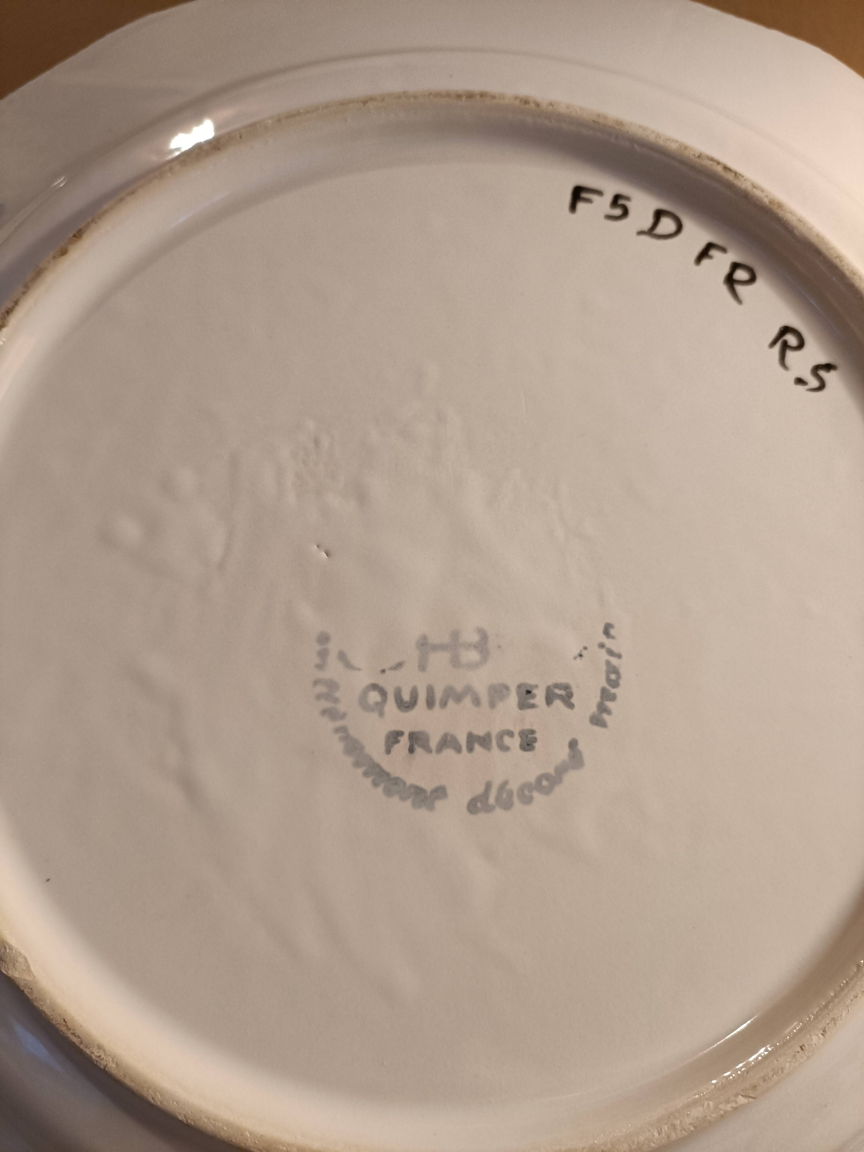 Antique HB Quimper faience plate