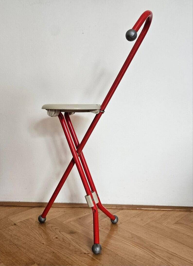 Midcentury Ulisse Folding Stool designed by Ivan Loss, Sandrigarden, Italy, 1981