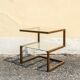 Brass coffee table with double glass shelf, 1970s