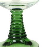 Set of 4 Vintage Luminarc Roemer Wine Glasses Green Ribbed Base
