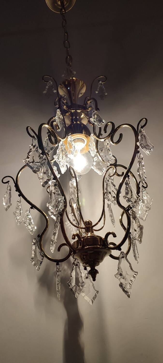 Plafonnier en cristal. Espagne, années 1950.