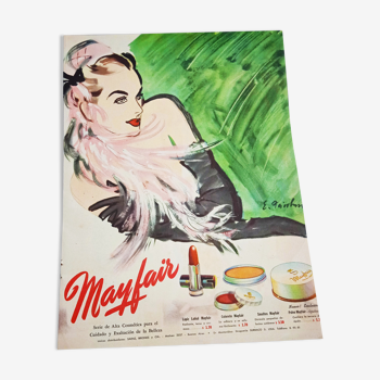 Original advertising poster from the 1940s, cosmetics