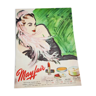Affiche publicitaire originale années 40, cosmétiques