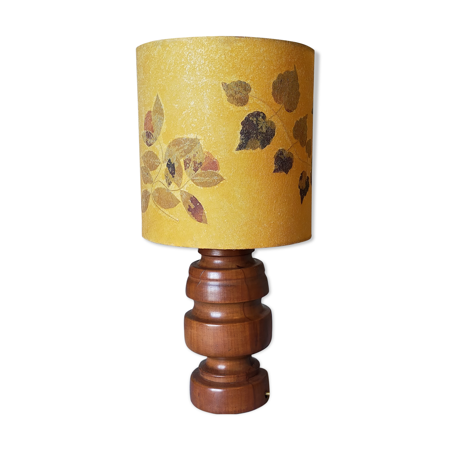 Vintage solid wood lamp and herbarium lampshade