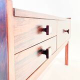 Low sideboard with 3 drawers, in rosewood