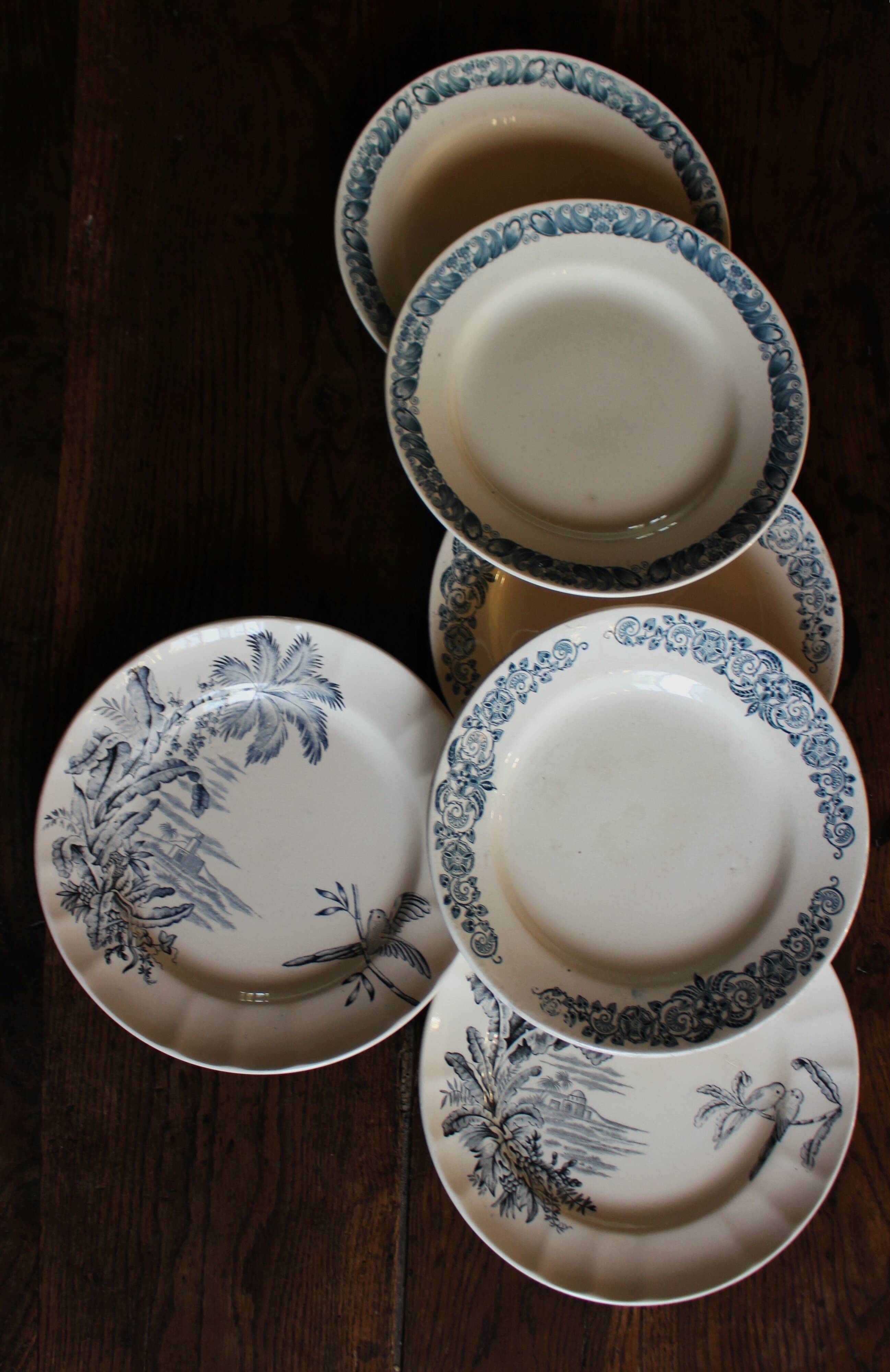 6 Terre de Fer blue Marcel Alésia Exotic Longchamp plates
