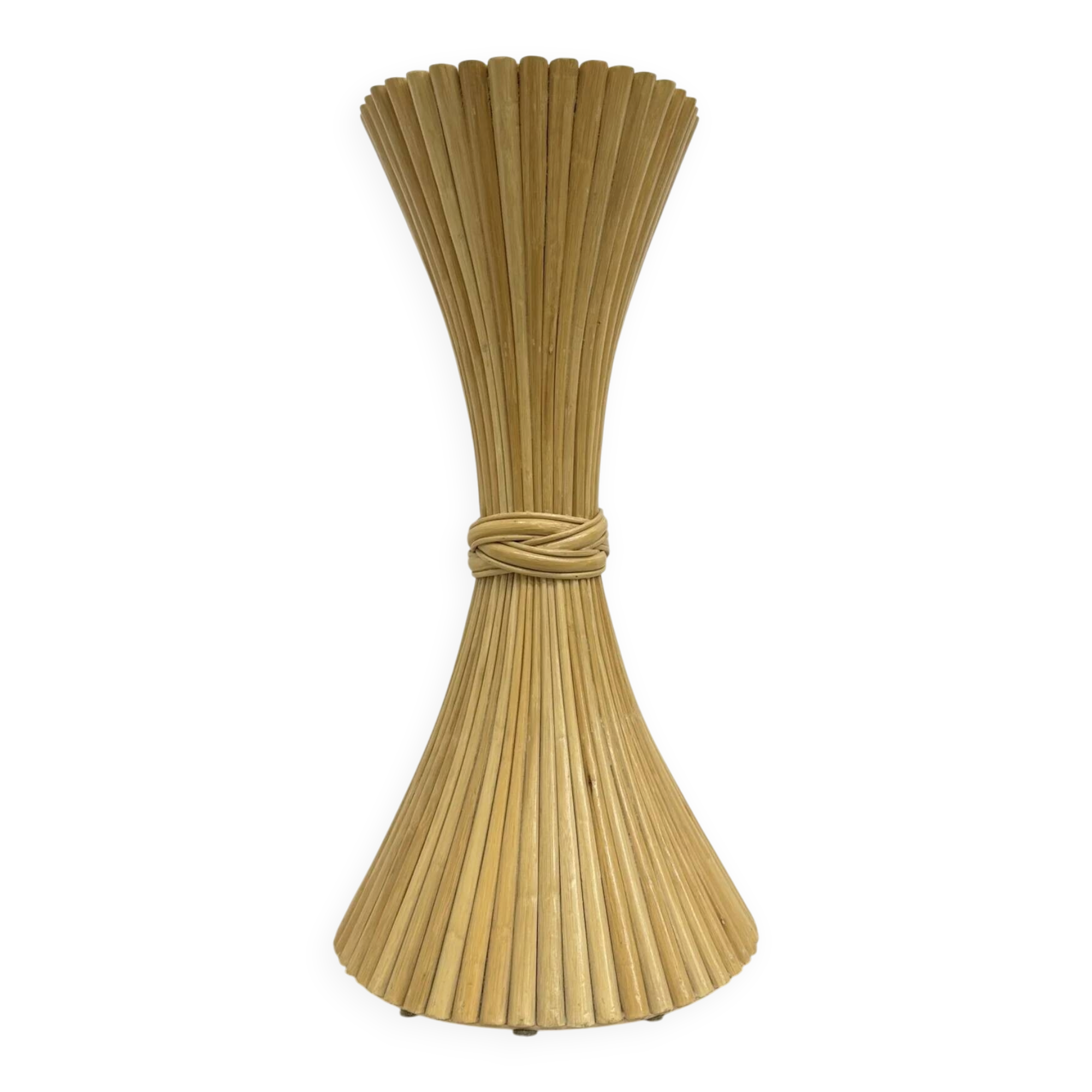 Vintage sheaf of wheat pedestal plant stand by McGuire, 1970s