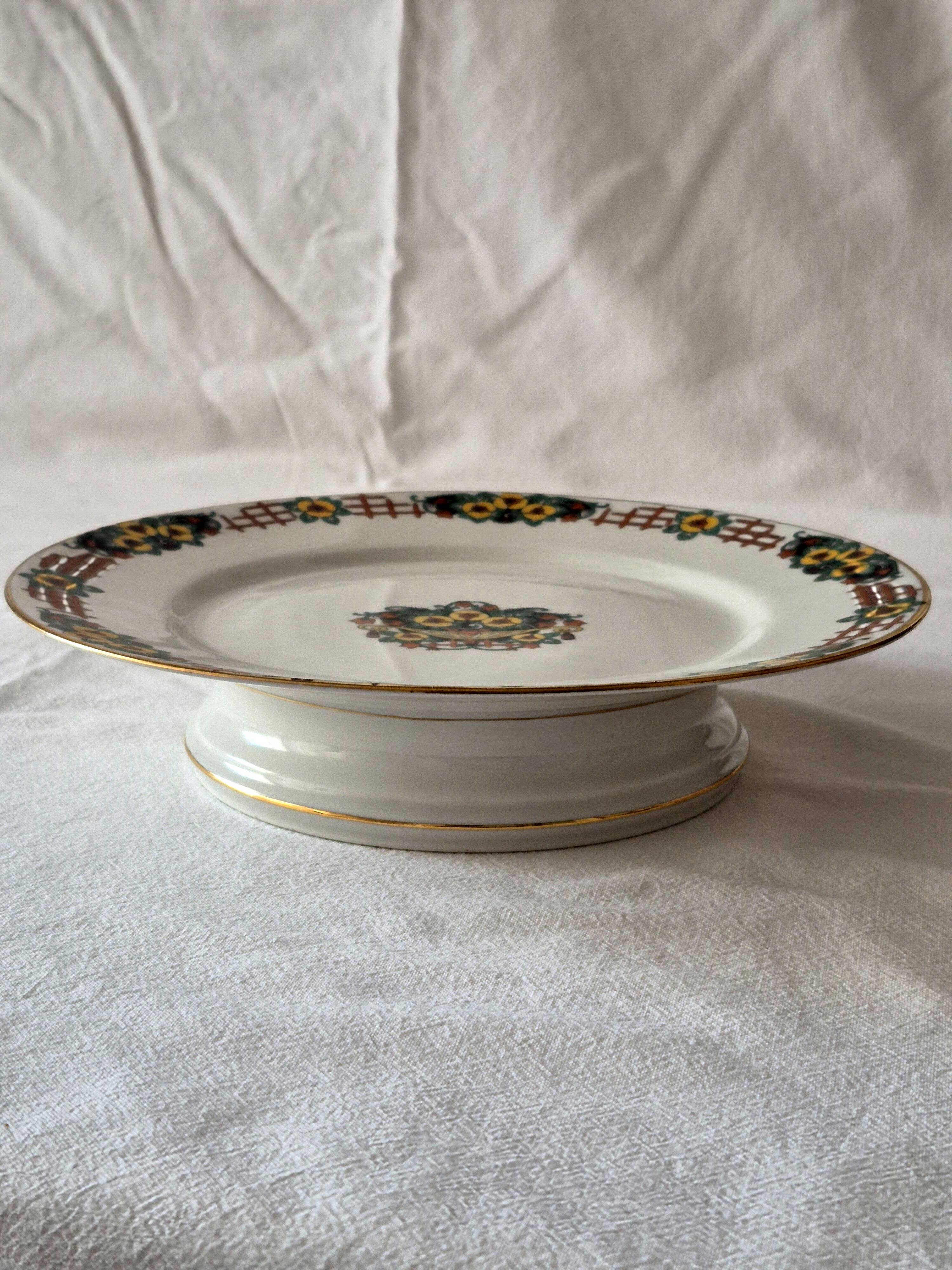 Dish on Pedestal Art Deco, Limoges porcelain, André François, A569