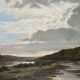 Large painting dated 1872 "Landscape with village by the river" signed