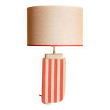 Linen and red stoneware lamp