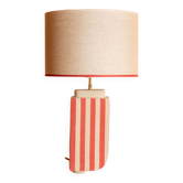 Linen and red stoneware lamp