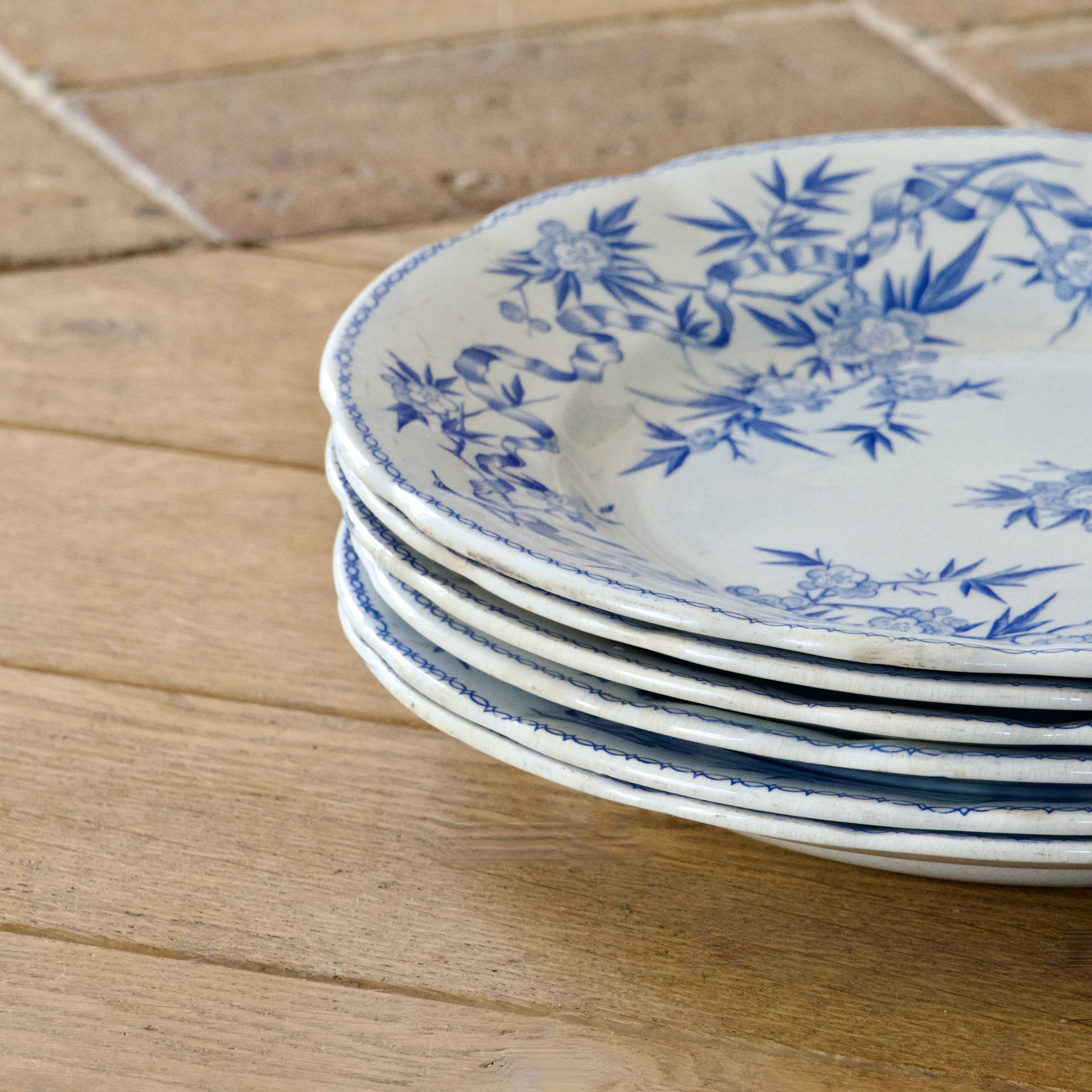 19th century Sarreguemines "Epine" ironstone dinner plates, 1880