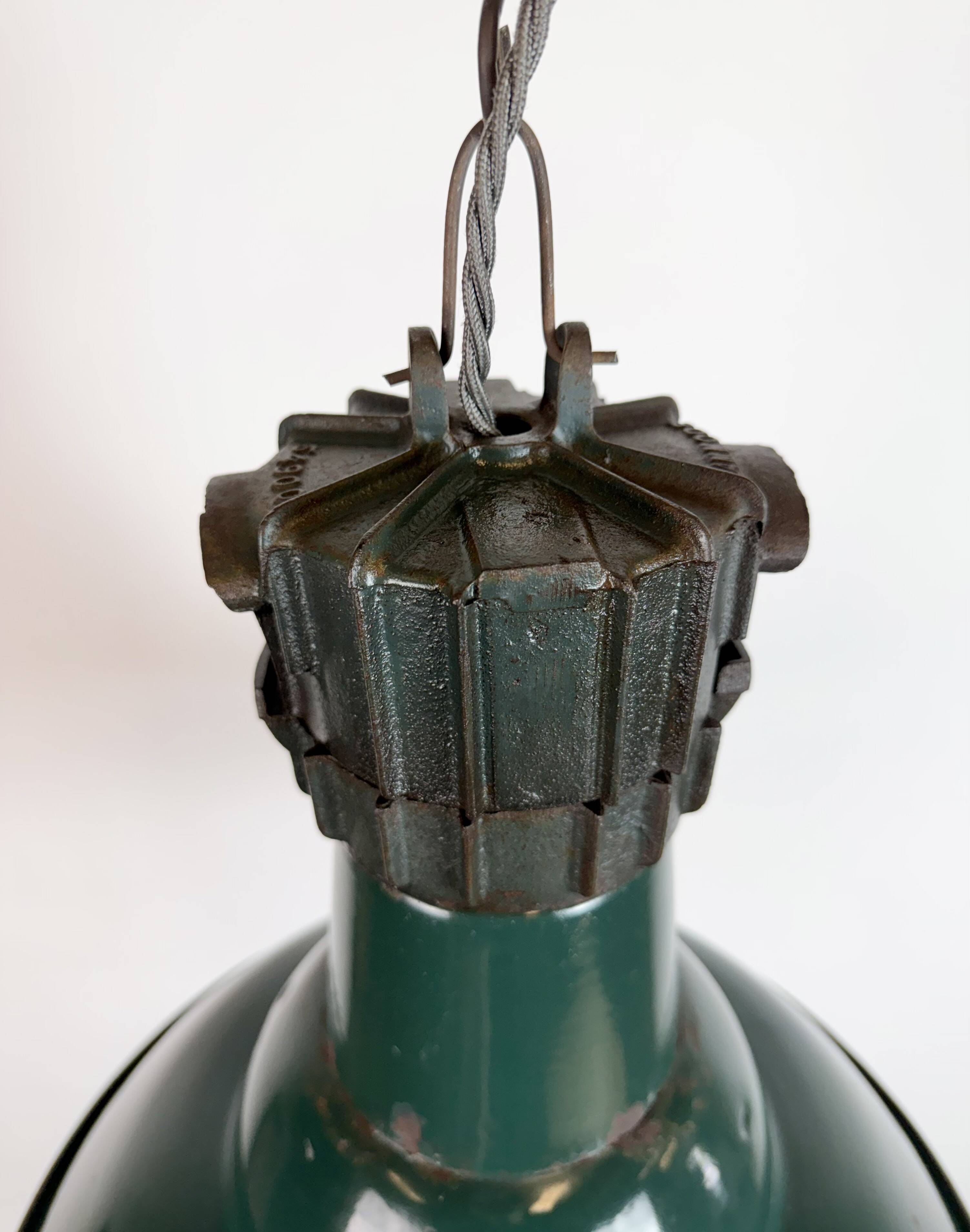 Industrial French Petrol Enamel Pendant Lamp from Sammode, 1950s