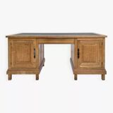 Double-sided oak and leather desk