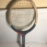 Raquette tennis ancienne Donnay court one bois + cuir made in belgique vintage