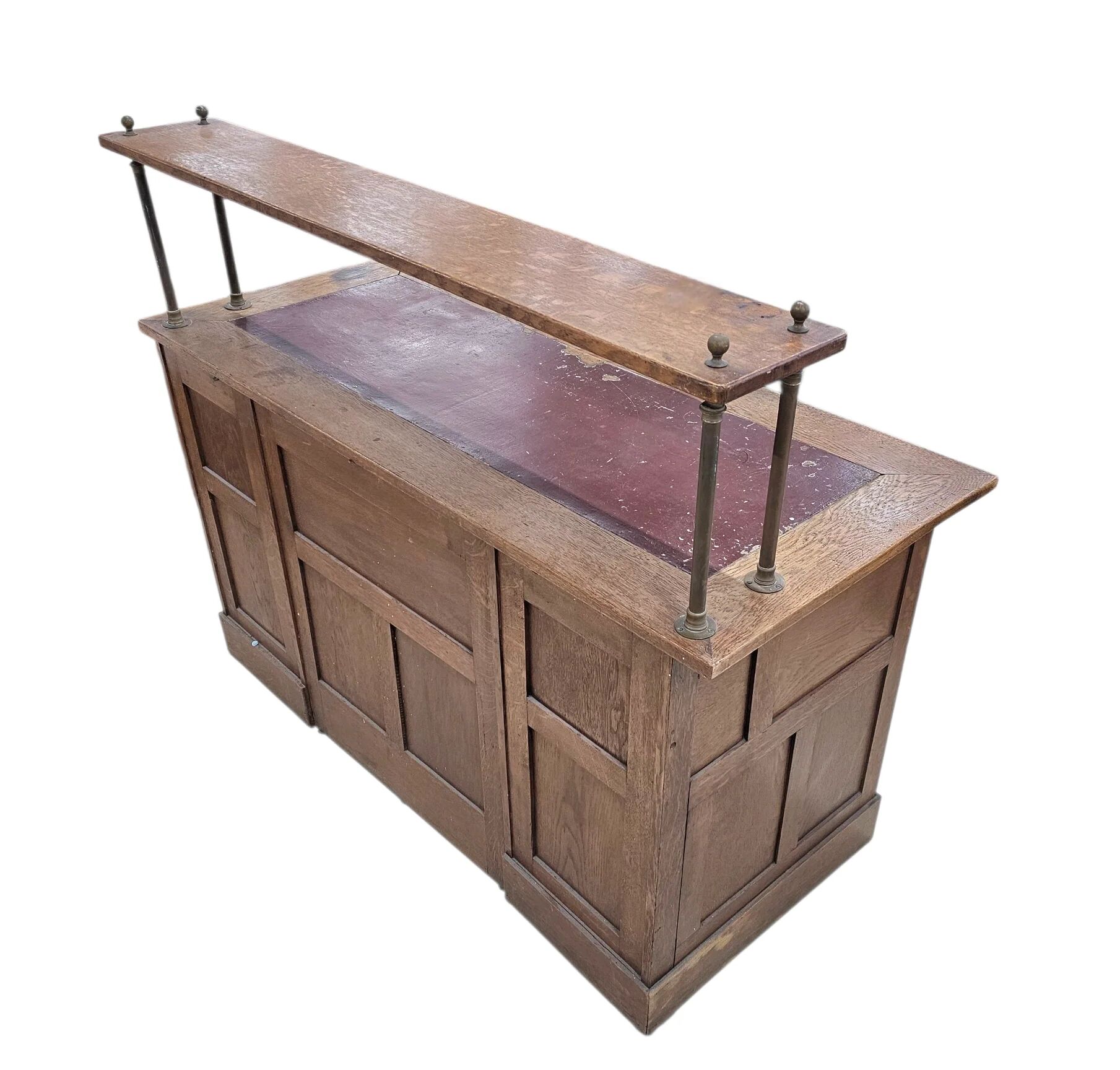 Victorian oak desk / Bin or drawer cup pull by P. & F. Corbin / 1895