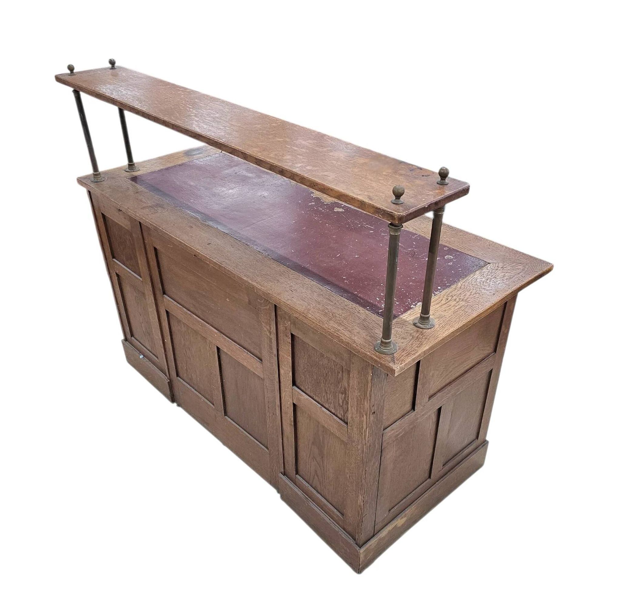 Victorian oak desk / Bin or drawer cup pull by P. & F. Corbin / 1895
