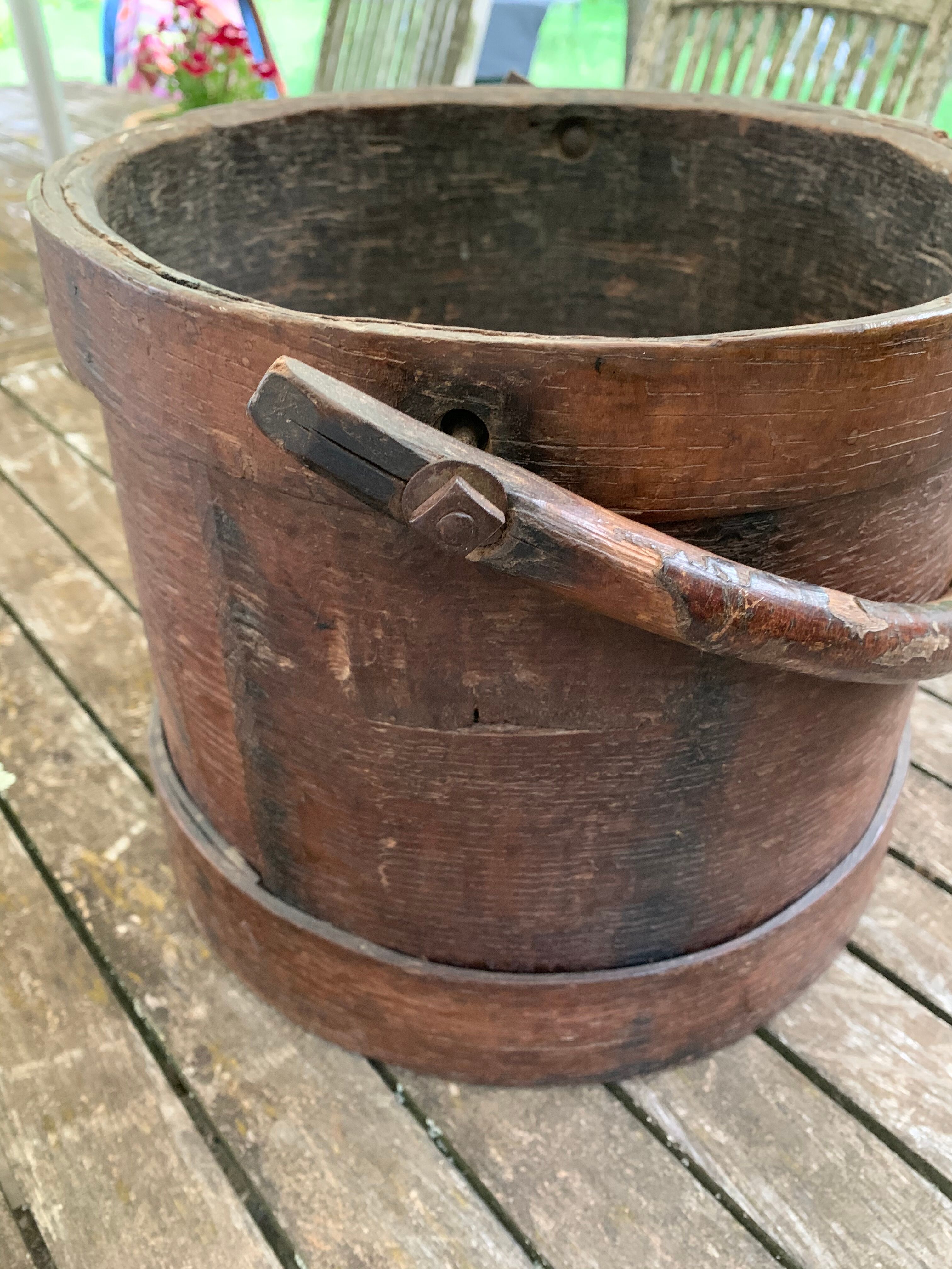 Old wooden bucket