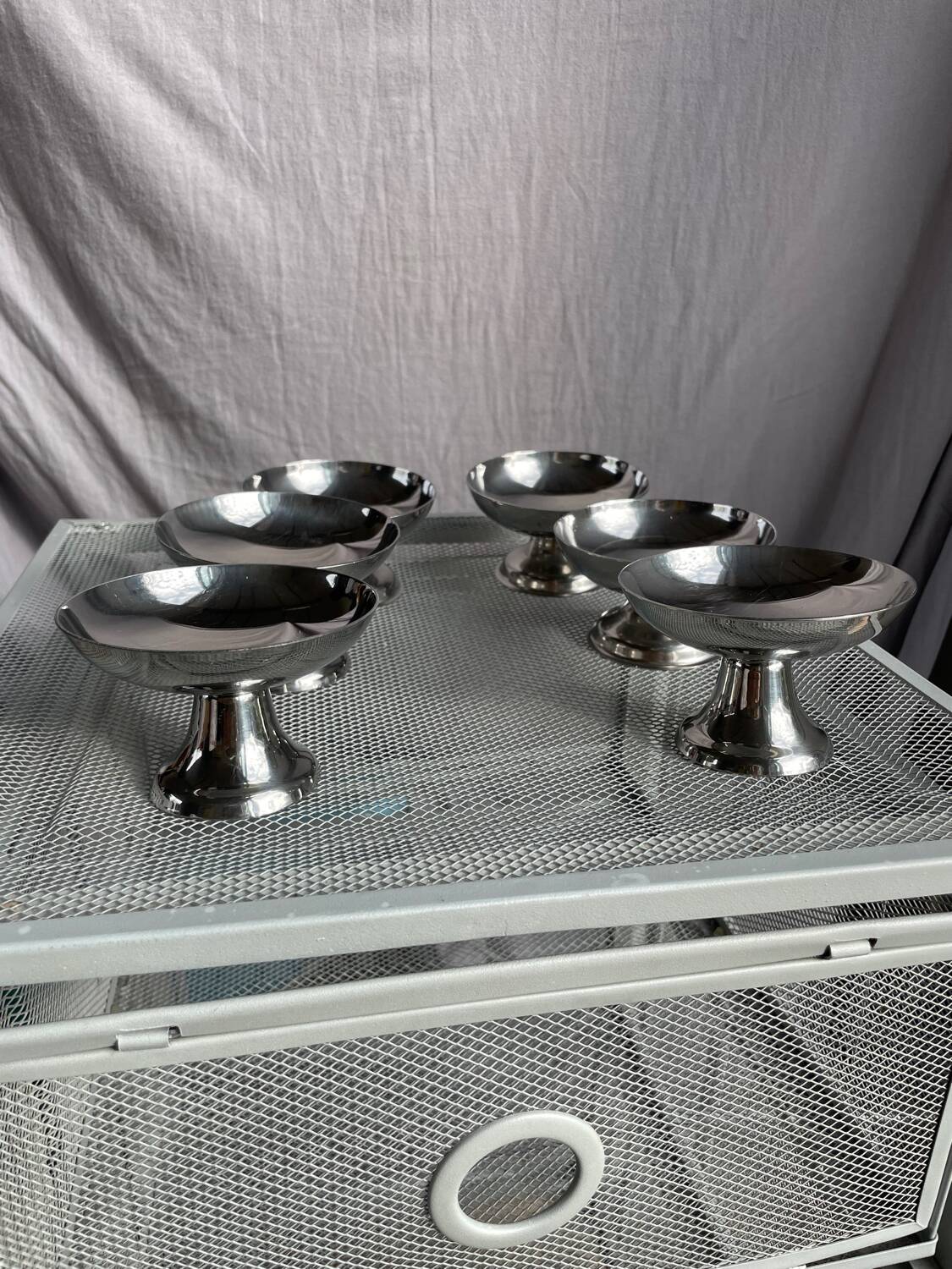 6 coupes à glace en inox vintage