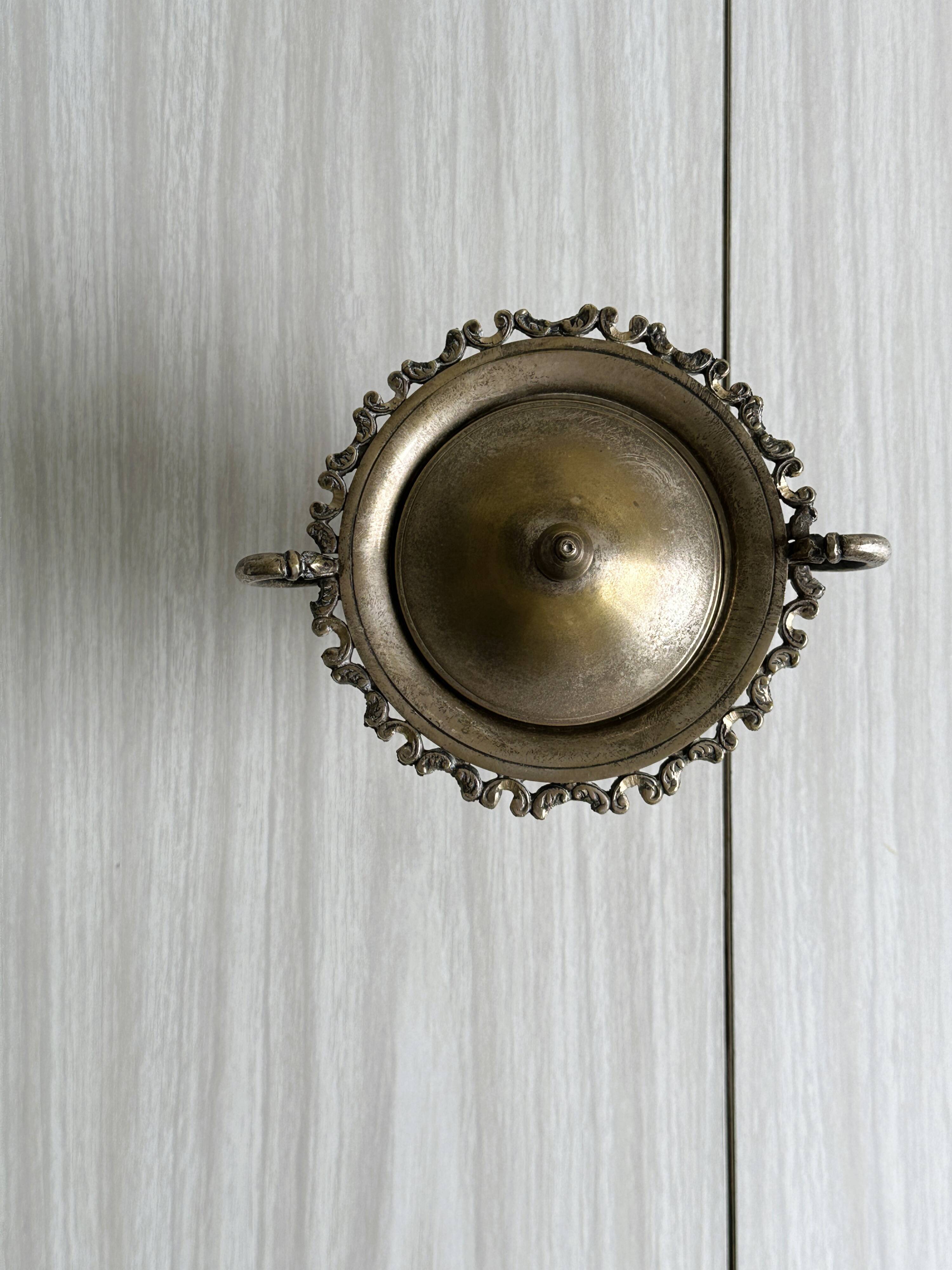 Antique silver-plated sugar bowl with handles