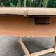 Renovated round extendable farmhouse dining table made of solid wood, 115cm.