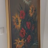 Oil on canvas still life with flowers signed soriano
